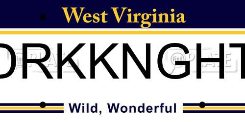 DRKKNGHT West Virginia License Plate