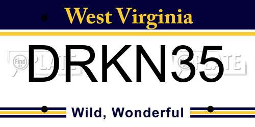 DRKN35 West Virginia License Plate
