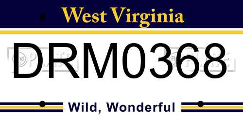 DRM0368 West Virginia License Plate