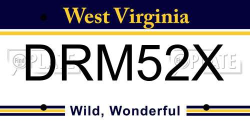 DRM52X West Virginia License Plate