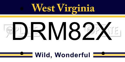 DRM82X West Virginia License Plate