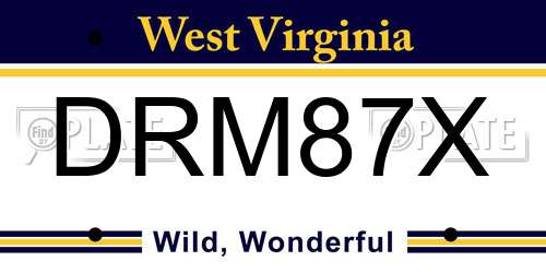 DRM87X West Virginia License Plate