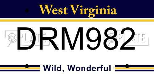 DRM982 West Virginia License Plate