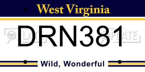 DRN381 West Virginia License Plate