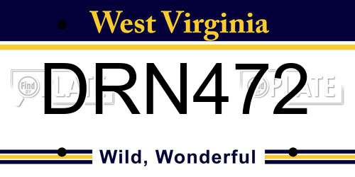 DRN472 West Virginia License Plate