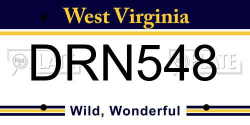 DRN548 West Virginia License Plate