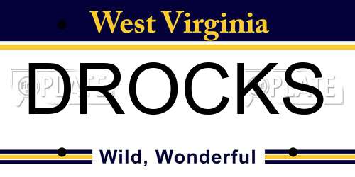 DROCKS West Virginia License Plate