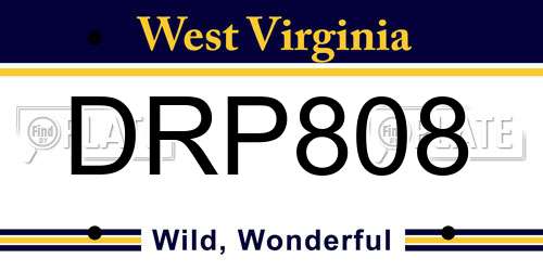 DRP808 West Virginia License Plate
