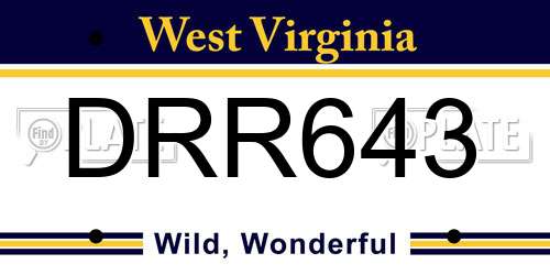 DRR643 West Virginia License Plate