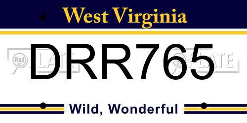 DRR765 West Virginia License Plate