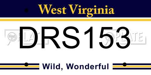 DRS153 West Virginia License Plate