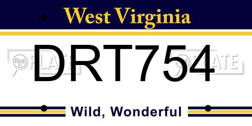 DRT754 West Virginia License Plate
