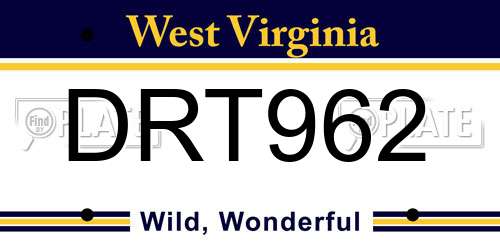 DRT962 West Virginia License Plate