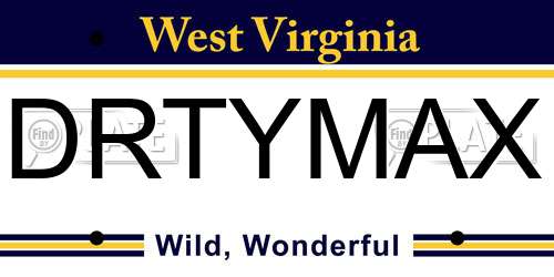 DRTYMAX West Virginia License Plate