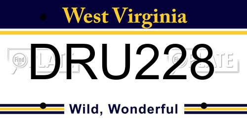 DRU228 West Virginia License Plate
