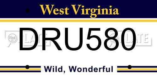 DRU580 West Virginia License Plate