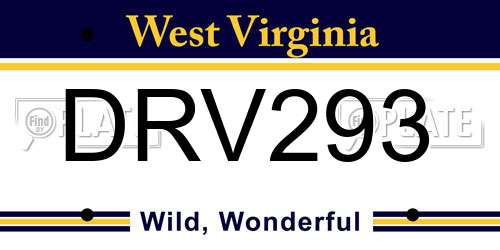DRV293 West Virginia License Plate