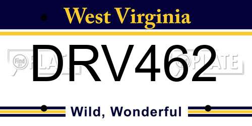 DRV462 West Virginia License Plate