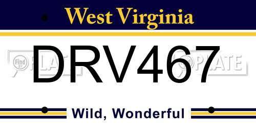 DRV467 West Virginia License Plate