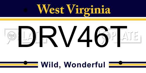 DRV46T West Virginia License Plate
