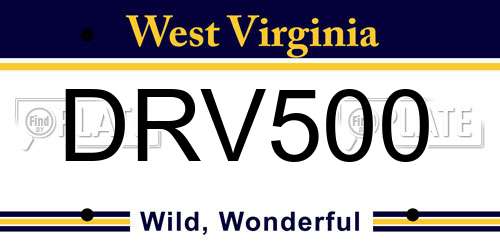 DRV500 West Virginia License Plate
