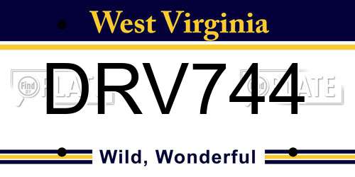 DRV744 West Virginia License Plate