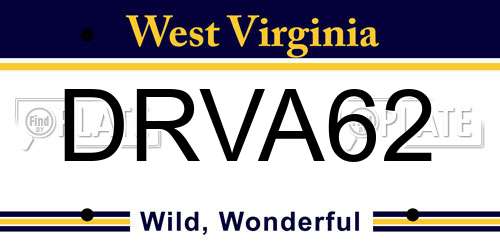 DRVA62 West Virginia License Plate