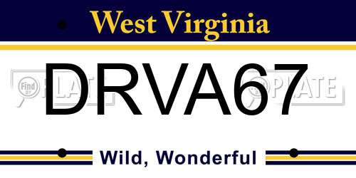 DRVA67 West Virginia License Plate