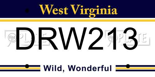 DRW213 West Virginia License Plate