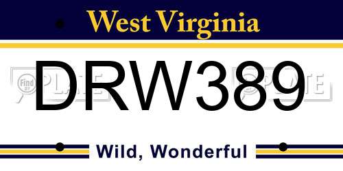 DRW389 West Virginia License Plate