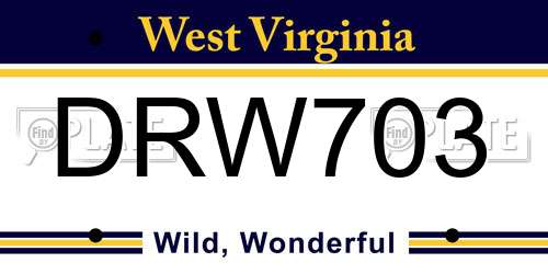 DRW703 West Virginia License Plate