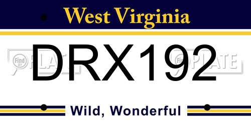 DRX192 West Virginia License Plate