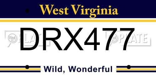 DRX477 West Virginia License Plate