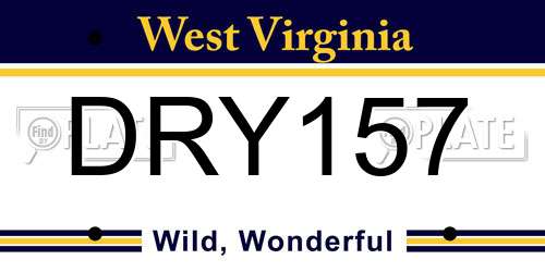 DRY157 West Virginia License Plate