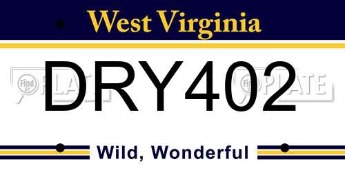 DRY402 West Virginia License Plate