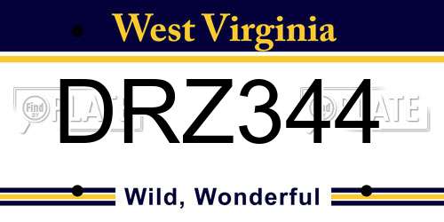 DRZ344 West Virginia License Plate