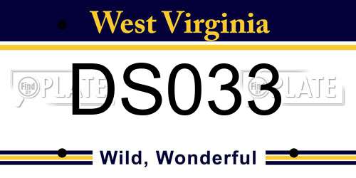 DS033 West Virginia License Plate