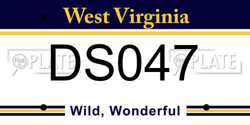 DS047 West Virginia License Plate