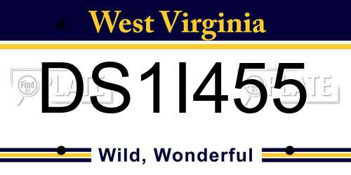 DS1I455 West Virginia License Plate