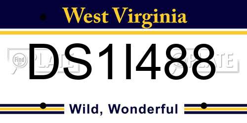 DS1I488 West Virginia License Plate