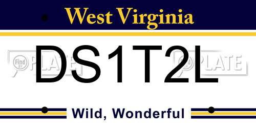 DS1T2L West Virginia License Plate