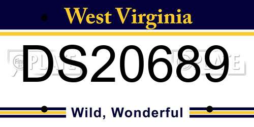 DS20689 West Virginia License Plate