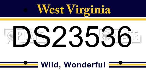 DS23536 West Virginia License Plate