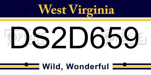 DS2D659 West Virginia License Plate