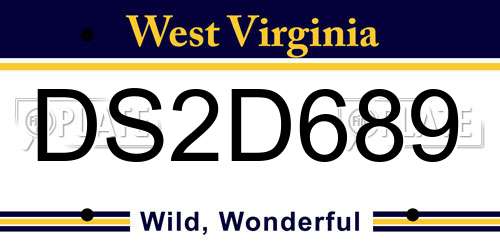 DS2D689 West Virginia License Plate