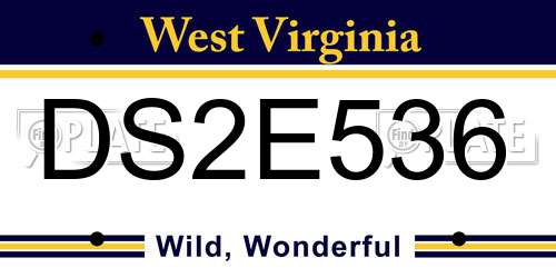 DS2E536 West Virginia License Plate