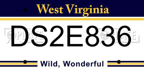 DS2E836 West Virginia License Plate