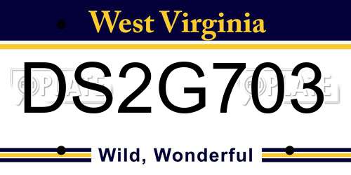 DS2G703 West Virginia License Plate