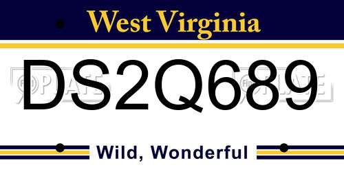 DS2Q689 West Virginia License Plate