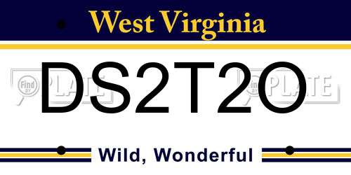 DS2T2O West Virginia License Plate